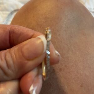 14 karat yellow gold, diamond hoop, earrings